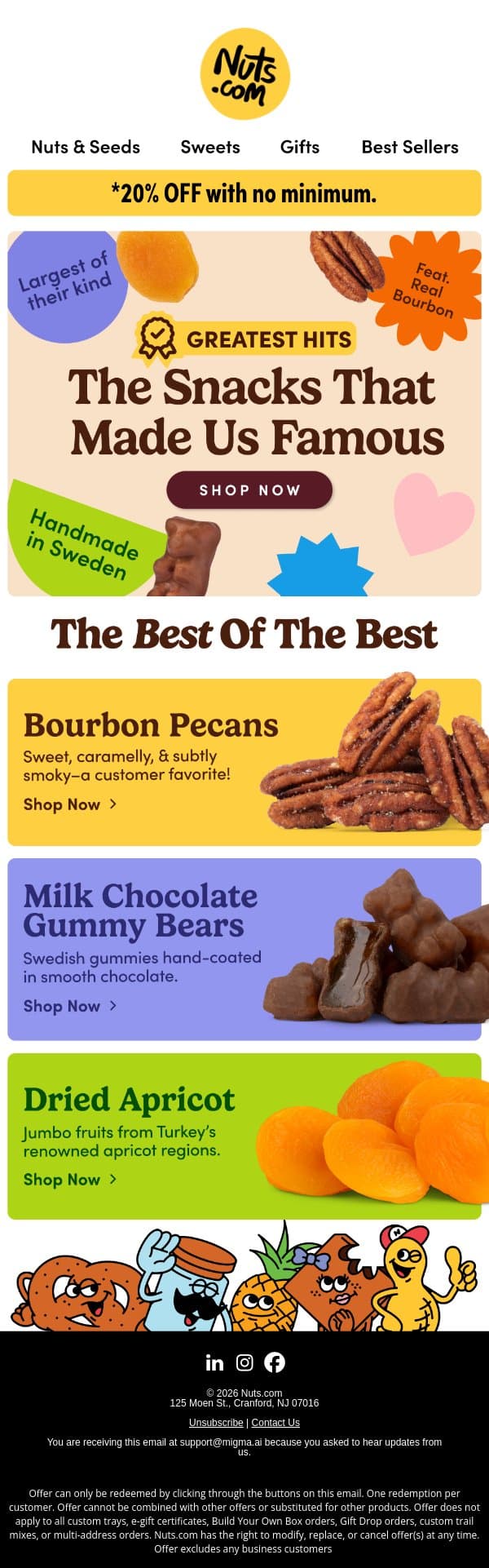 Our 3 most craveable snacks? 👀 email from Nuts.com screenshot