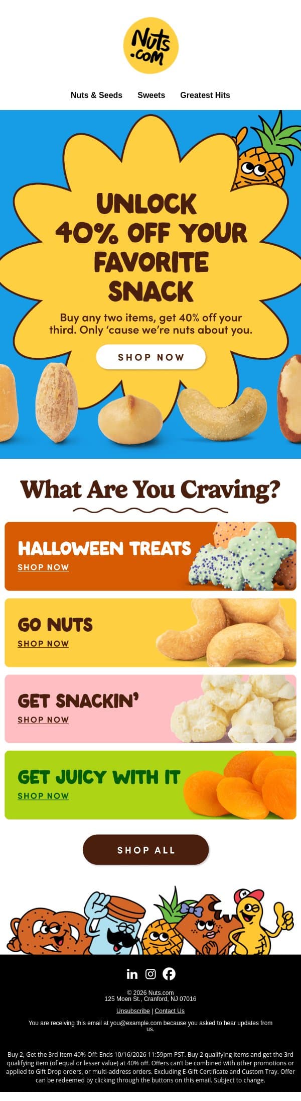 NEW: Get 40% off your go-to goodie email from Nuts.com screenshot