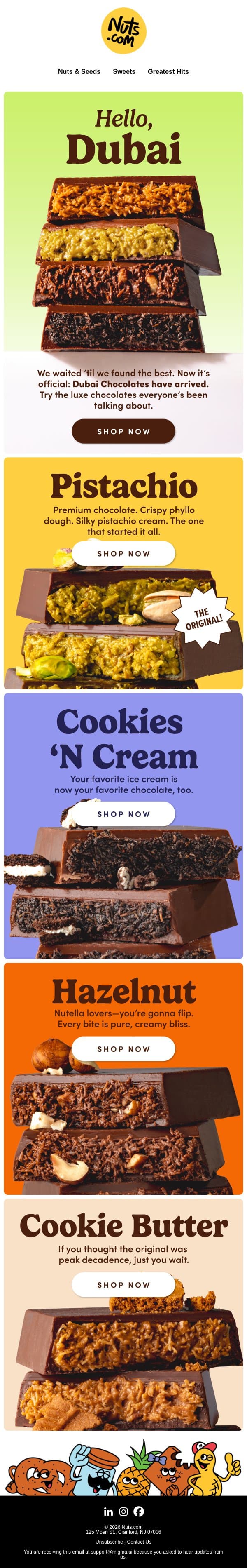 🍫 DUBAI HAS ARRIVED 🍫 email from Nuts.com screenshot