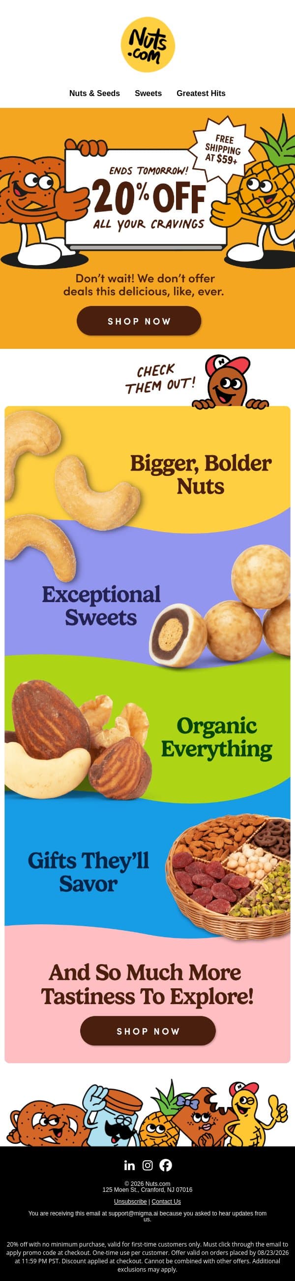 Don't Miss 20% Off! email from Nuts.com screenshot