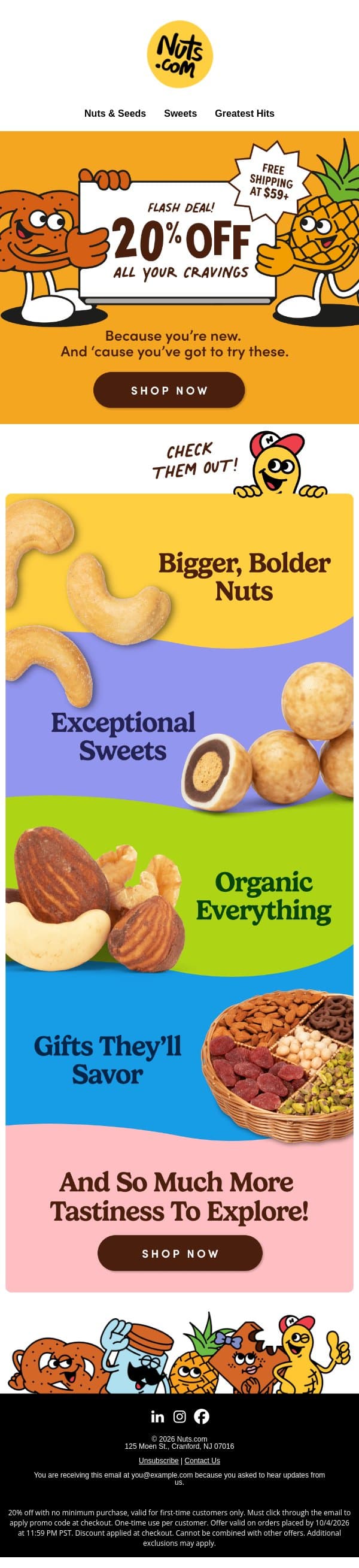 20% Off All Your Cravings Starts Today email from Nuts.com screenshot