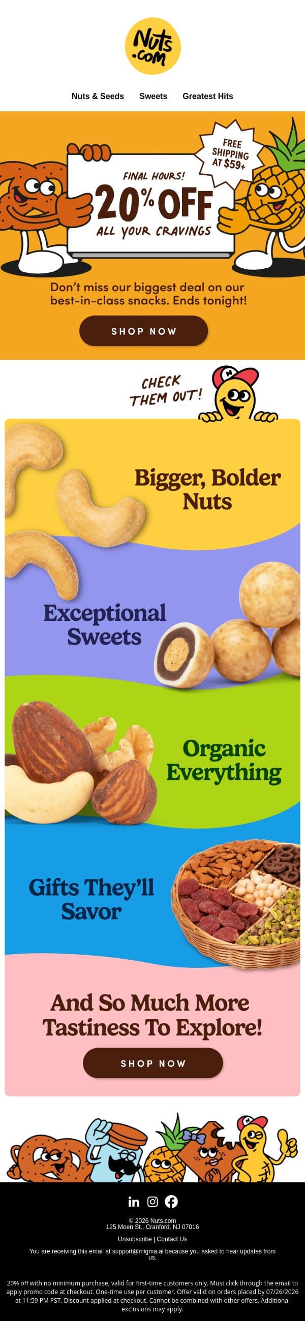 Tonight, 20% off your cravings goes *poof* email from Nuts.com screenshot