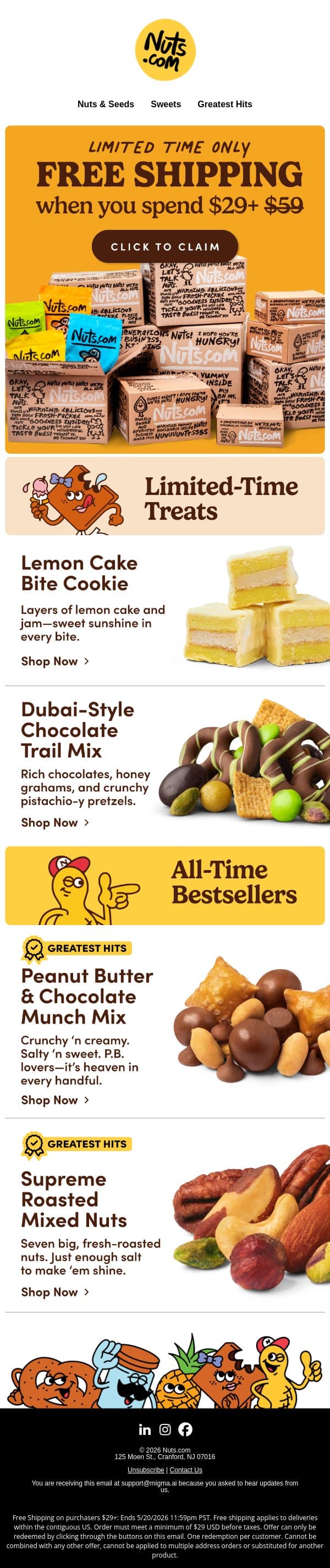 Free shipping inside 💌 email from Nuts.com screenshot