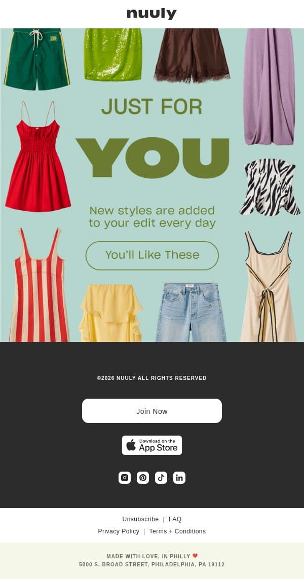 YOUR JULY EDIT email from Nuuly screenshot