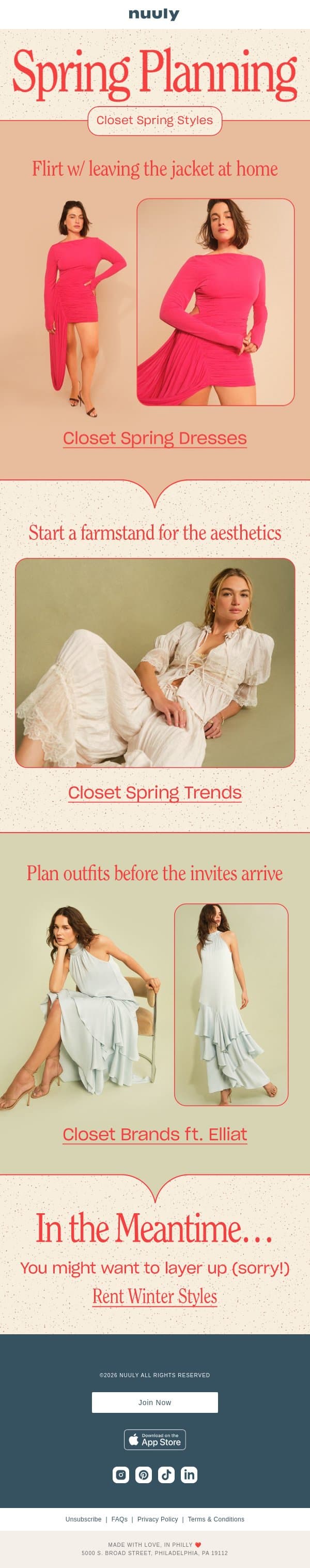 SPRING CLOSET CHECKLIST email from Nuuly screenshot