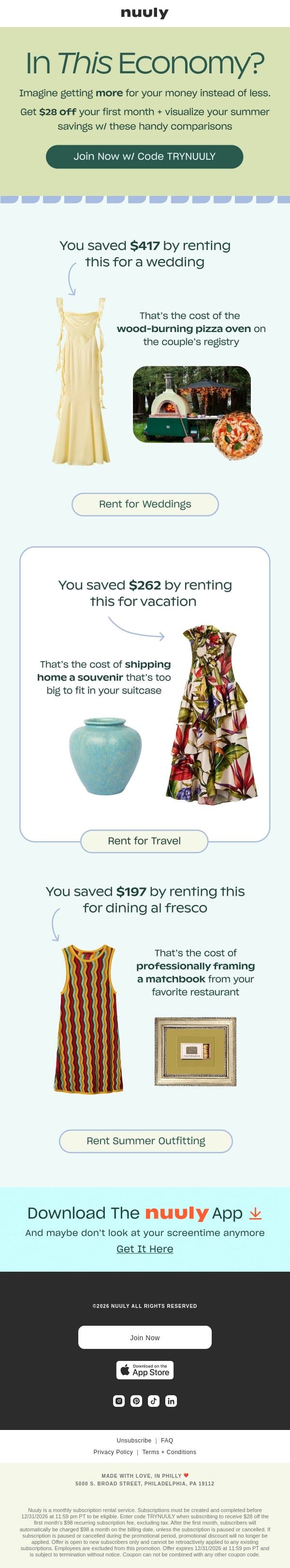WHAT CAN $70 GET YOU? email from Nuuly screenshot