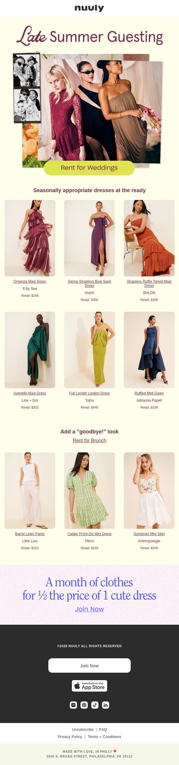 YET ANOTHER WEDDING INVITE email from Nuuly screenshot