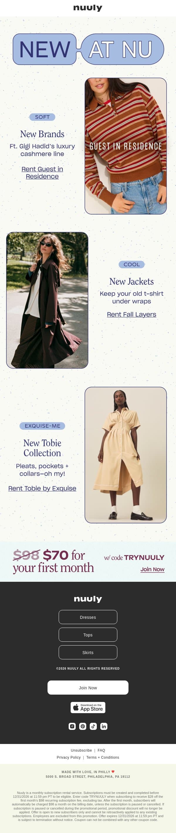 NEW? FALL?? GIGI HADID?!? email from Nuuly screenshot