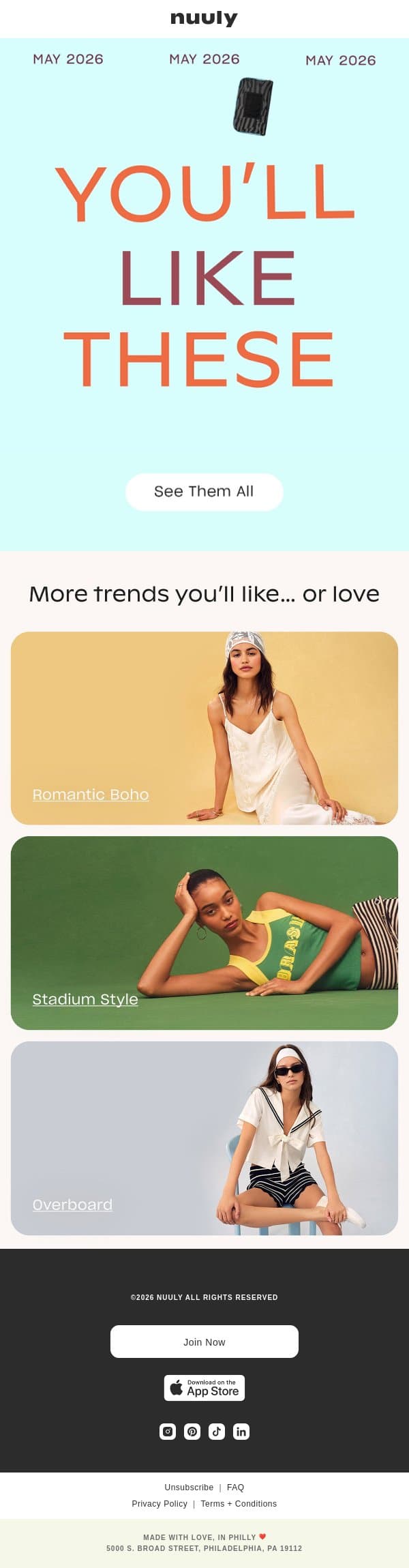 YOUR MAY PICKS email from Nuuly screenshot