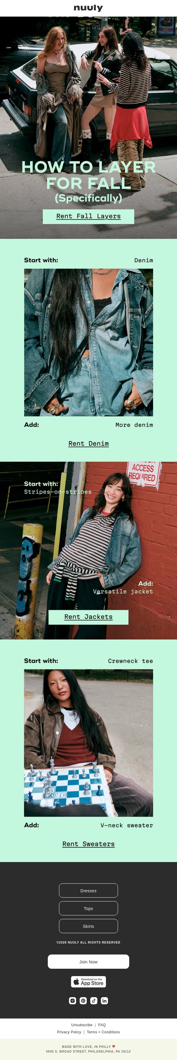 LAYER LIKE THIS email from Nuuly screenshot