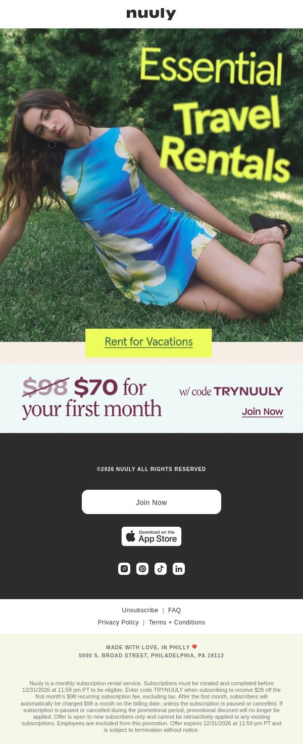 CRAFT YOUR OOO MESSAGE email from Nuuly screenshot