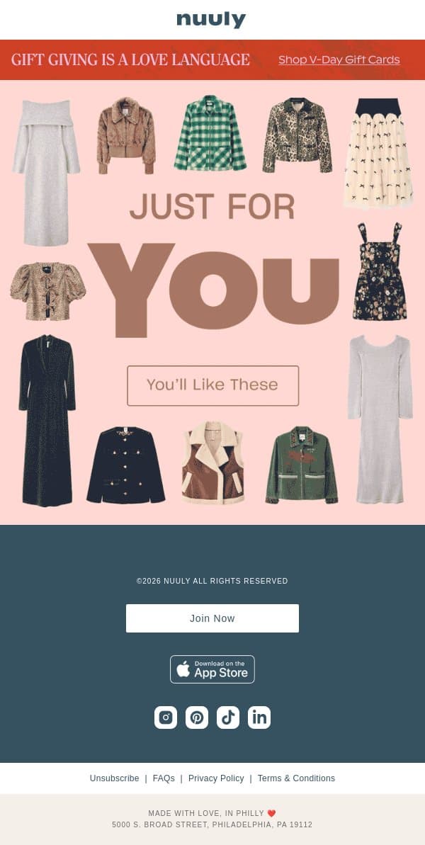 YOUR FEBRUARY EDIT email from Nuuly screenshot