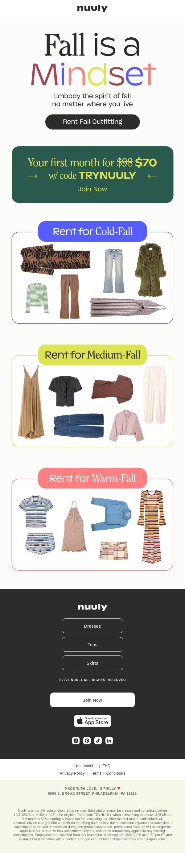 WHAT PPL NEAR YOU ARE RENTING + $28 OFF email from Nuuly screenshot