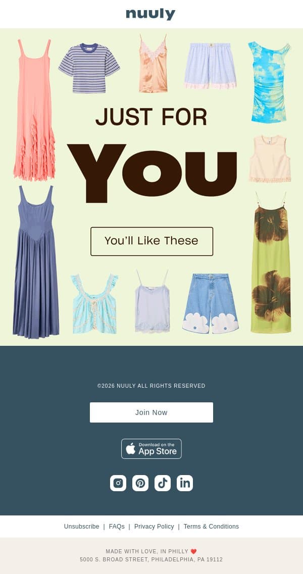 YOUR MARCH EDIT email from Nuuly screenshot