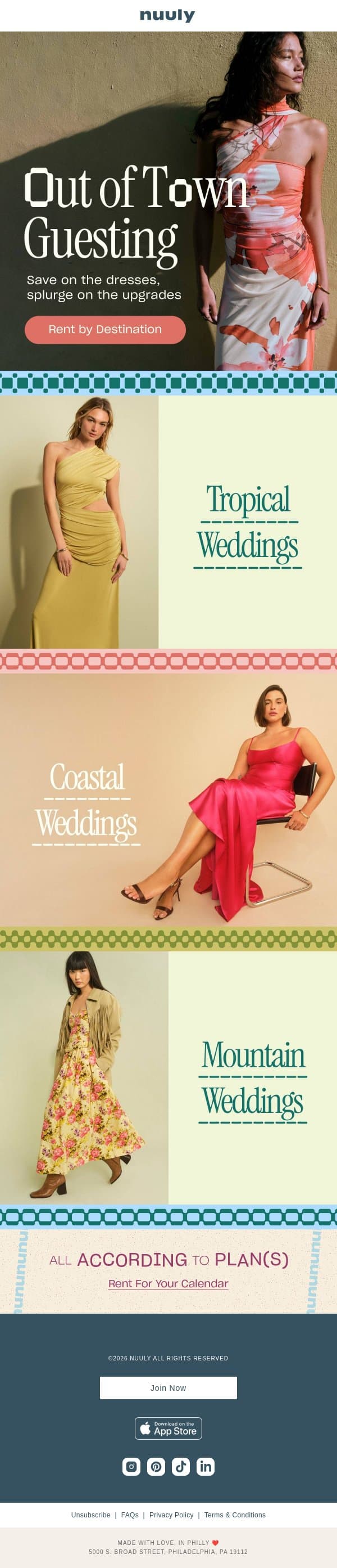 SPRING WEDDINGS ARE HERE email from Nuuly screenshot
