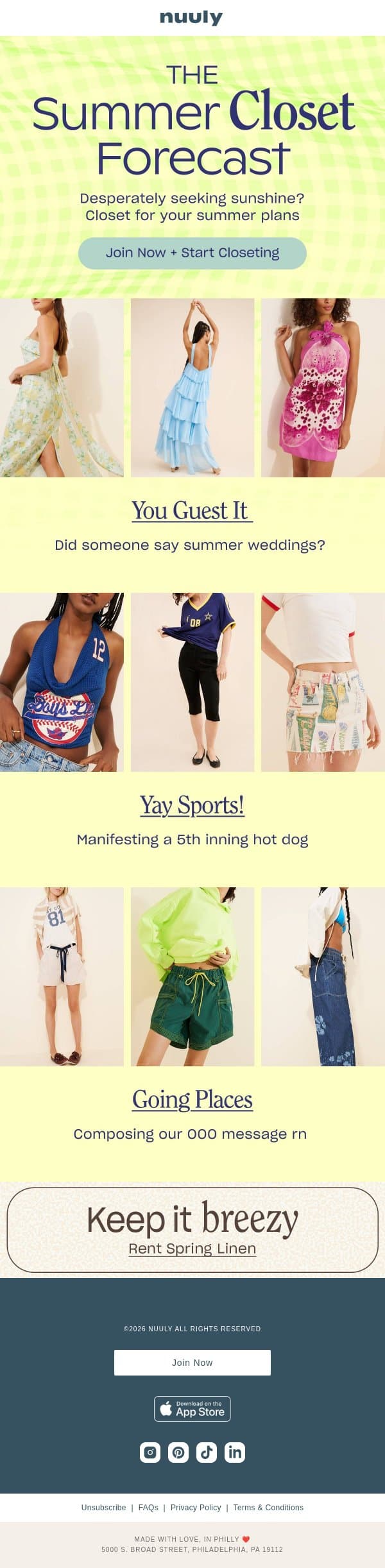 CLOSET 4 SUMMER email from Nuuly screenshot