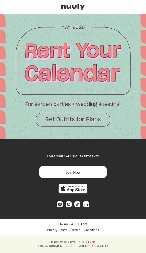 RENT YOUR CAL email from Nuuly screenshot