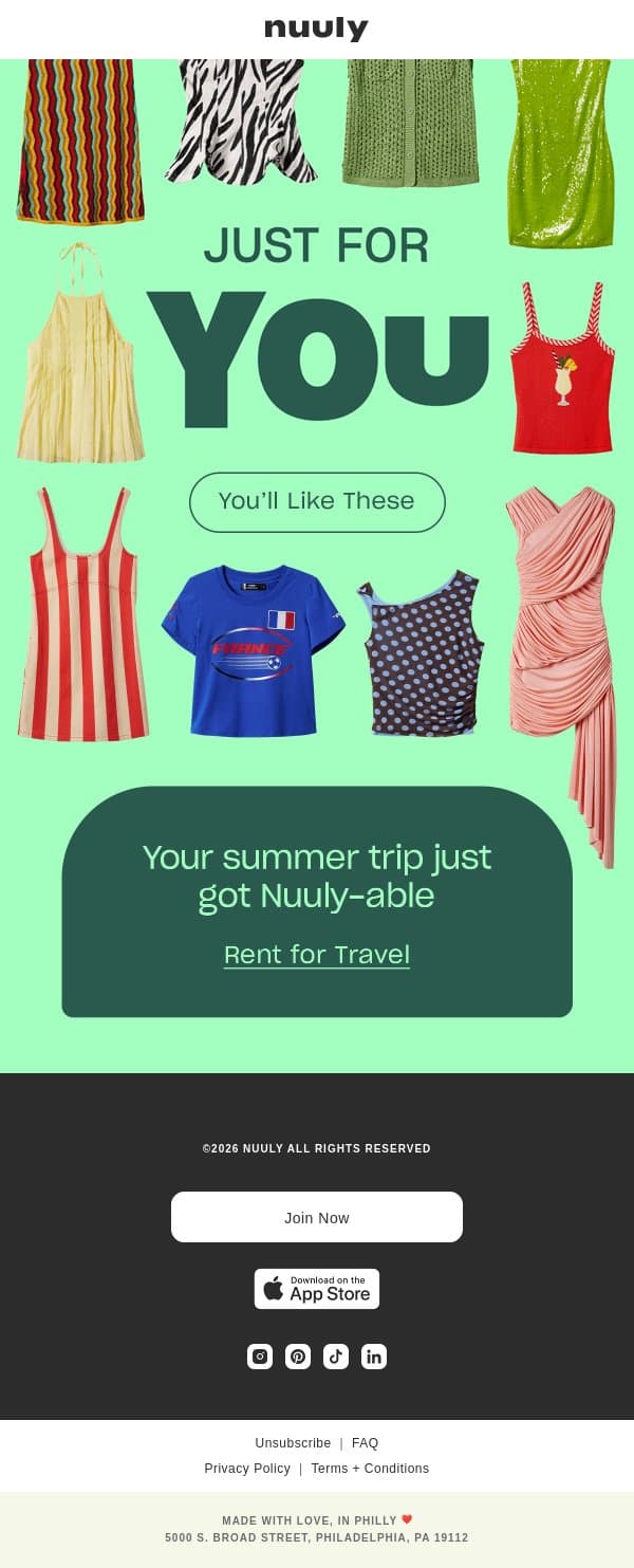 NEW FOR YOU EVERY DAY email from Nuuly screenshot