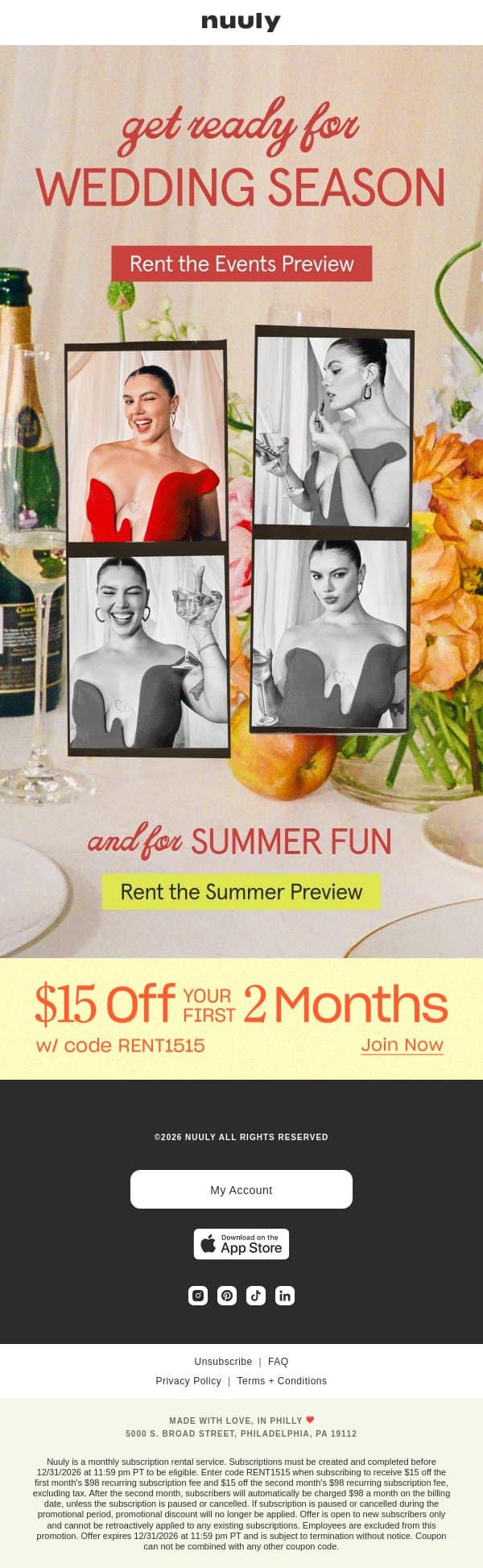 SUMMER EVENTS PREVIEW email from Nuuly screenshot