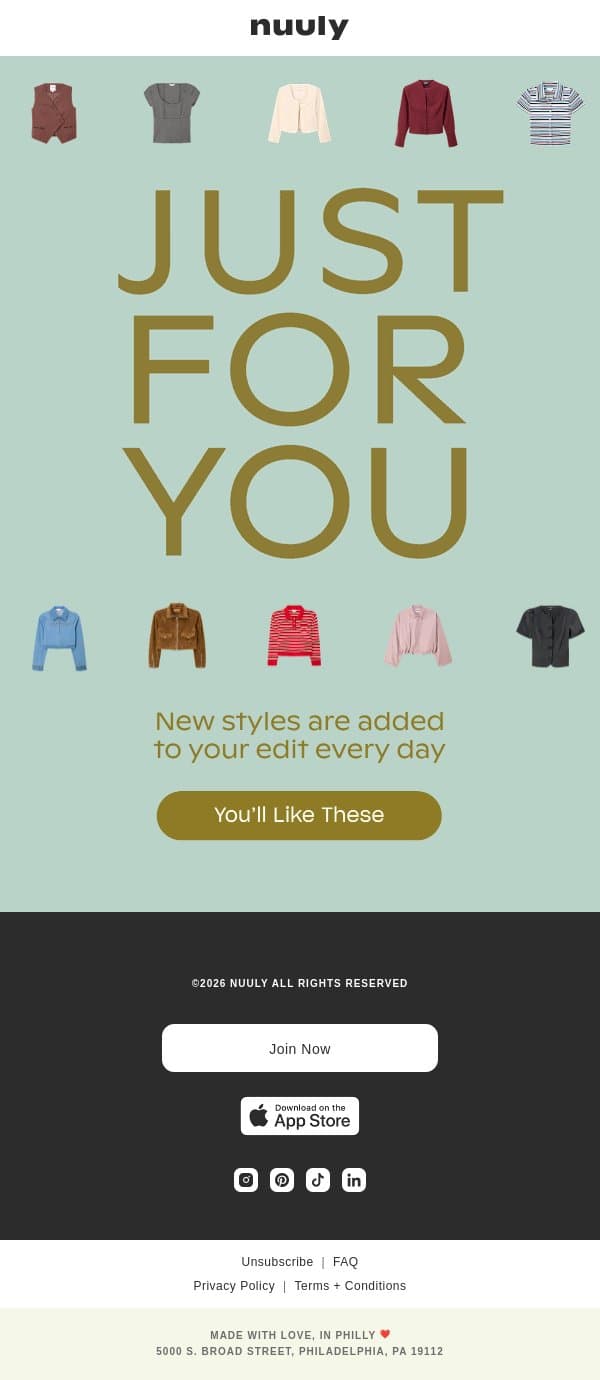 DO YOU REMEMBA? email from Nuuly screenshot