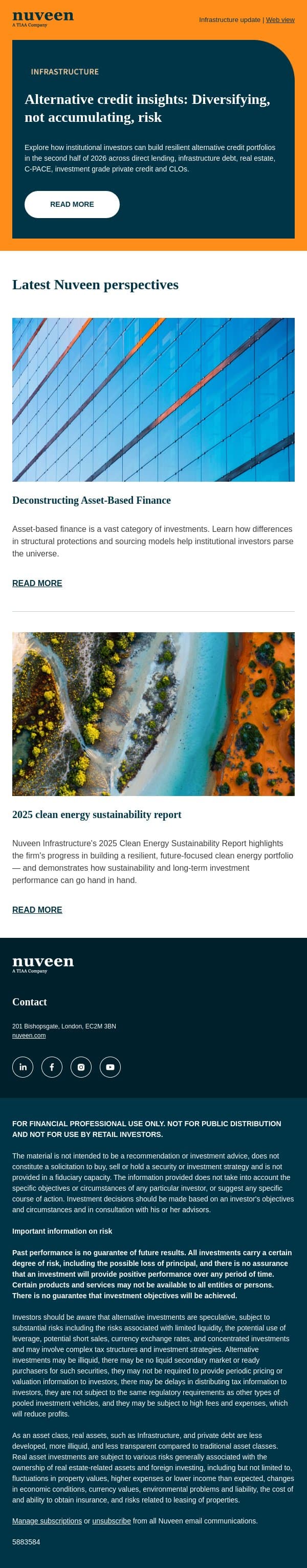 Your Infrastructure insights email from Nuveen screenshot