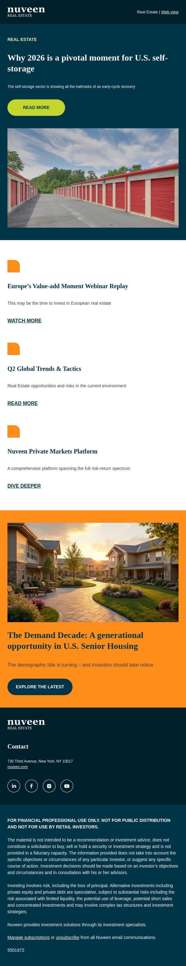Your Real Estate insights email from Nuveen screenshot