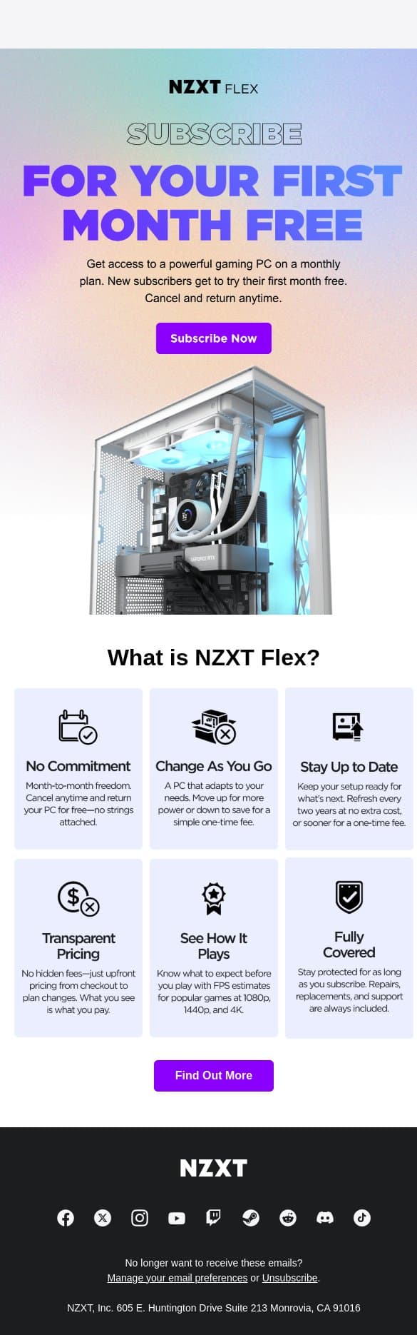 Play Unbound With NZXT Flex email from NZXT screenshot