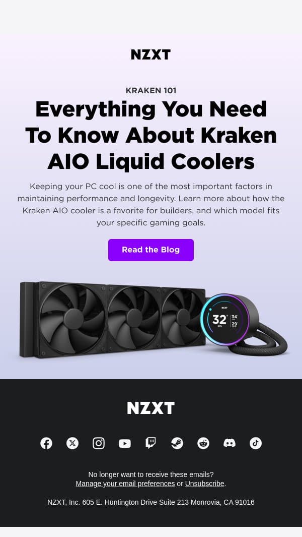 All About the Kraken email from NZXT screenshot