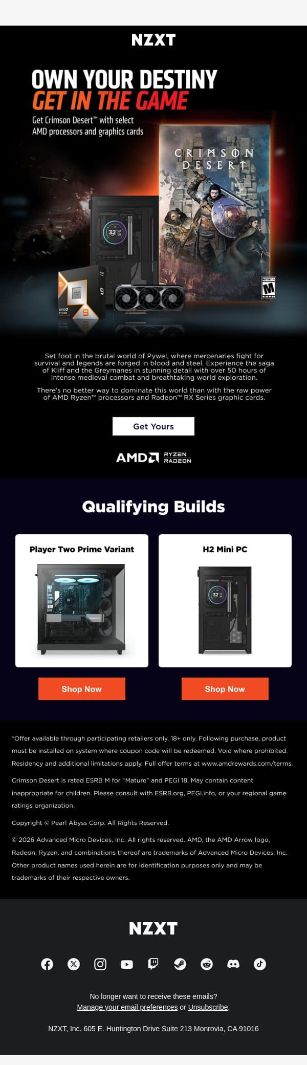 Unleash Adventure in Crimson Desert! ⚔️ email from NZXT screenshot