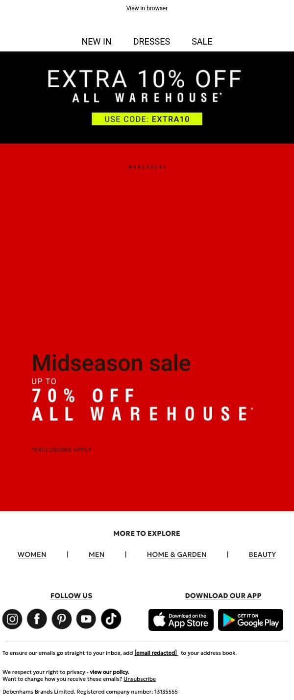 Up to 70% OFF + Extra 10% ✨ email from Oasis screenshot