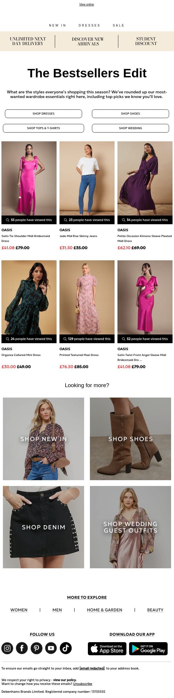 Sought-After Styles Inside email from Oasis screenshot