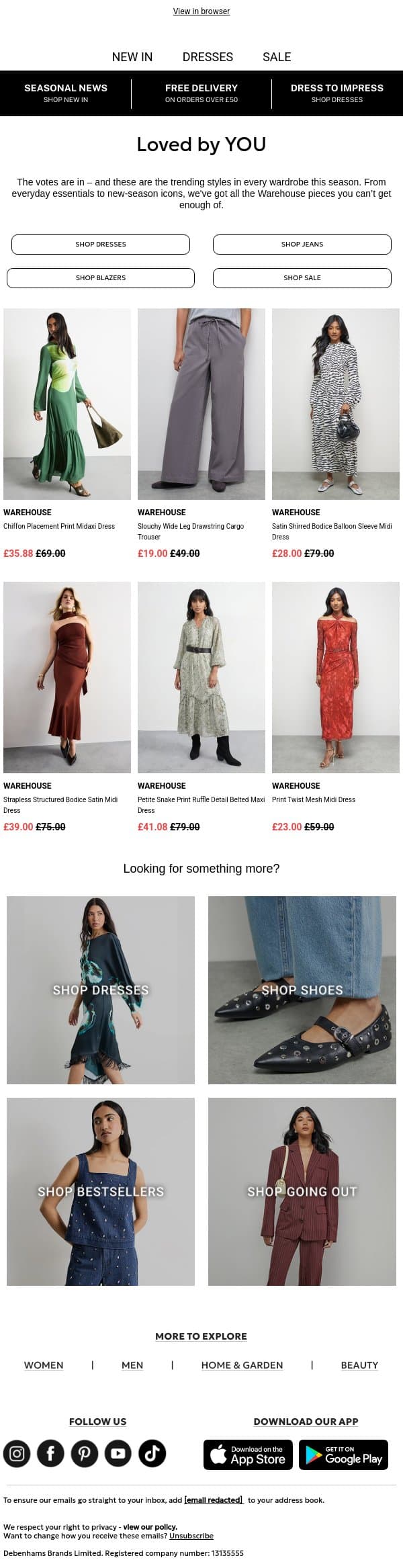 Wardrobe Most-Wanted email from Oasis screenshot