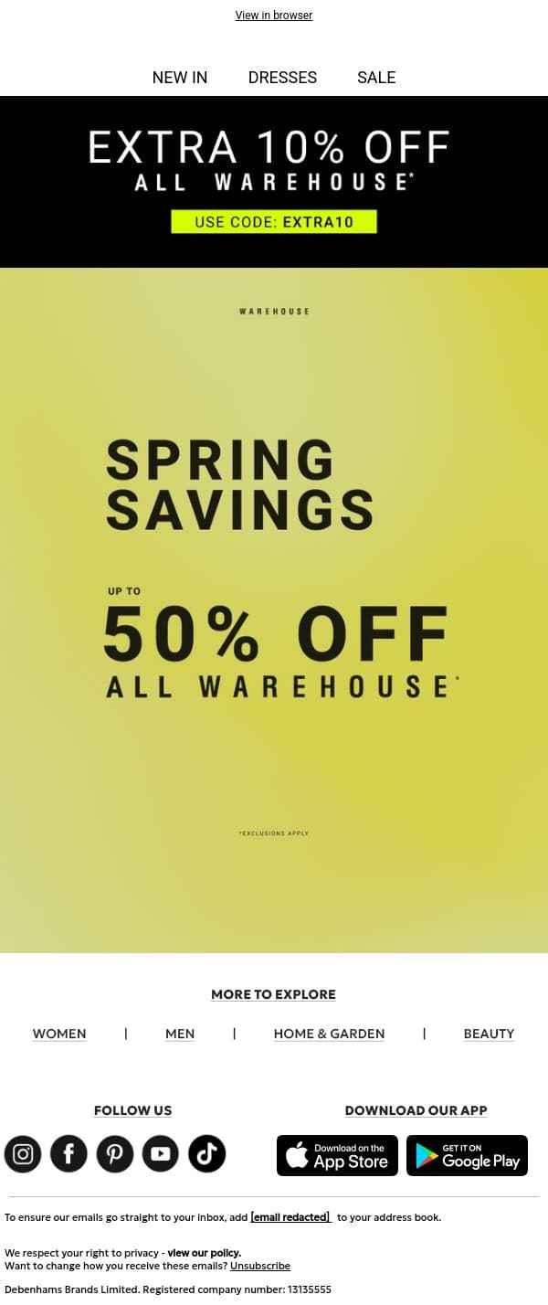 Spring Savings Just For You💸 email from Oasis screenshot