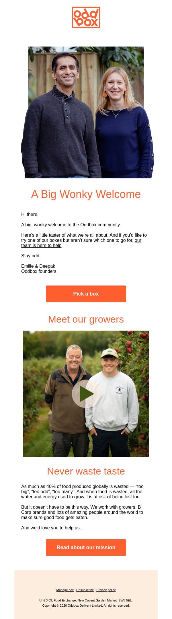 All about Oddbox. email from Oddbox screenshot