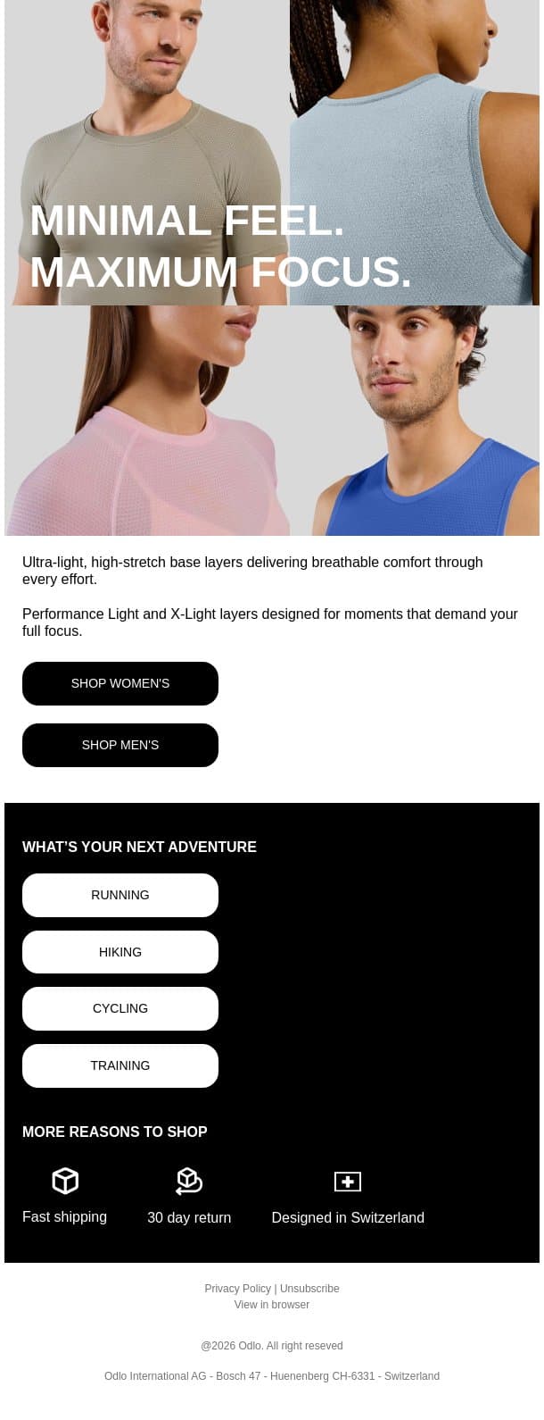 What if you didn’t feel your layers? email from Odlo screenshot