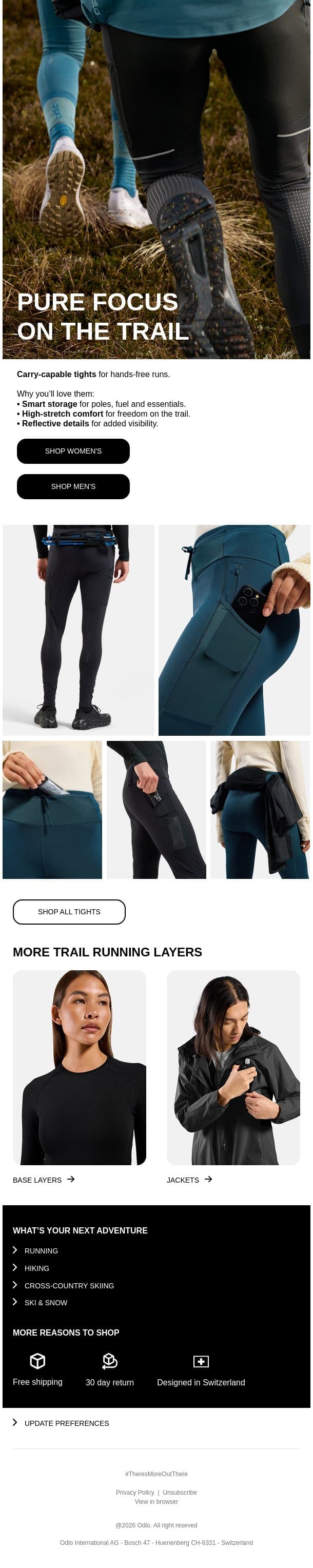 Trail tights that carry more email from Odlo screenshot