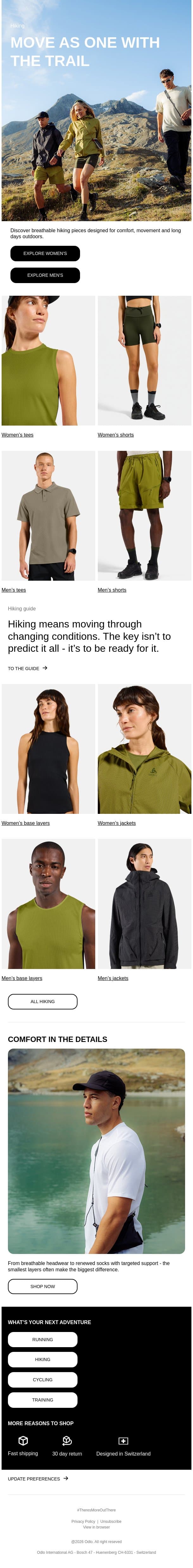 Made for the trail email from Odlo screenshot