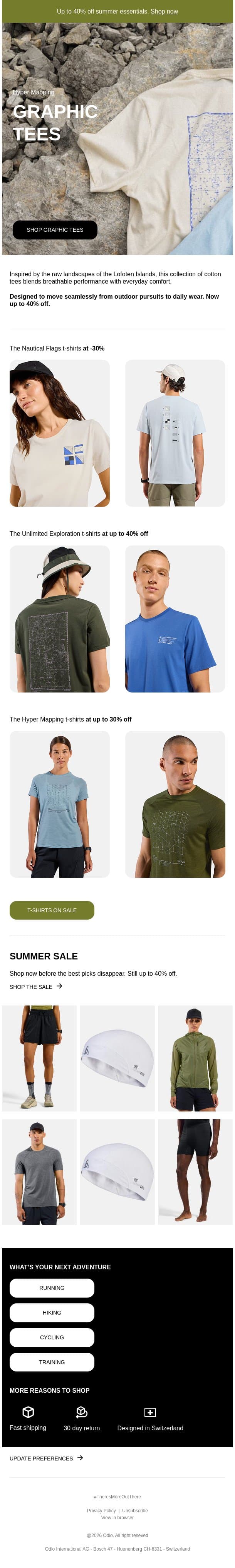 Graphic Tees inspired by Nordic Outpost email from Odlo screenshot