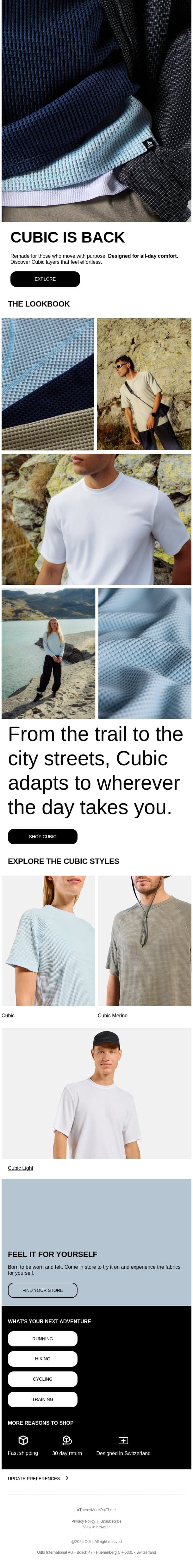 A favourite fabric, reenergised email from Odlo screenshot