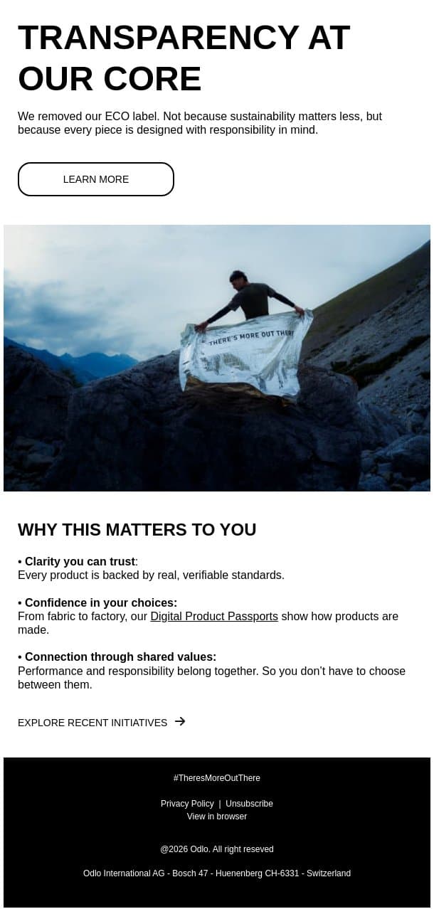 Why we removed our ECO label email from Odlo screenshot