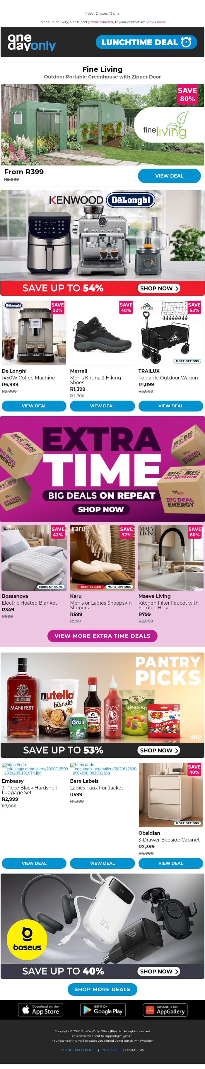 Lettuce give you 80% OFF 🥬 email from Odo screenshot