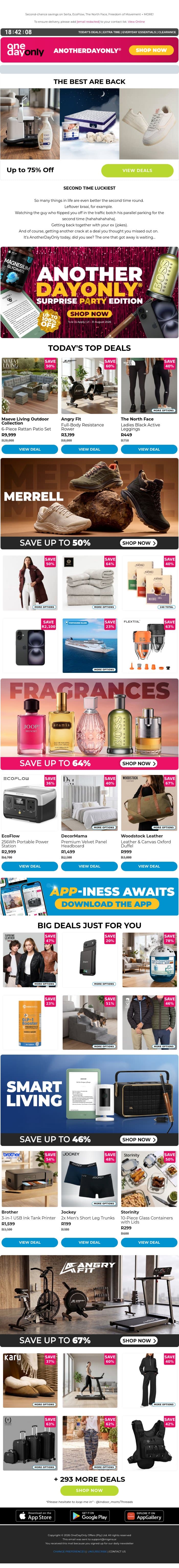 Up to 100% OFF for AnotherDayOnly email from Odo screenshot