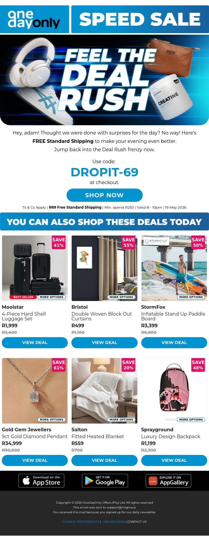 FREE Shipping starts NOW! 🤩 email from Odo screenshot