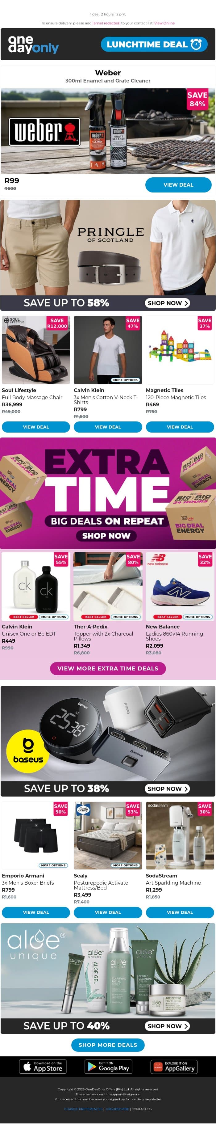 All in your grill for R99 🔥 email from Odo screenshot