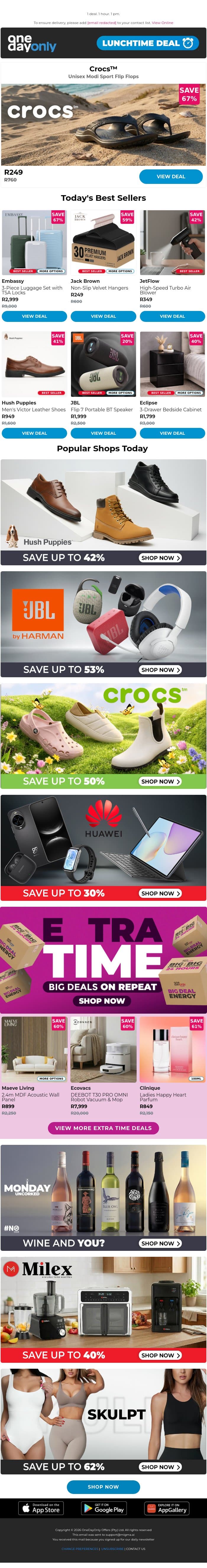 R249? Less flop, more flip 🩴 email from Odo screenshot