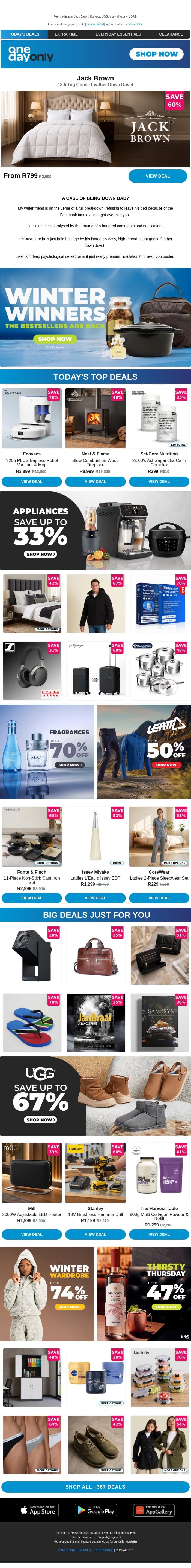 Up to 78% OFF winter’s hottest 🔥 email from Odo screenshot
