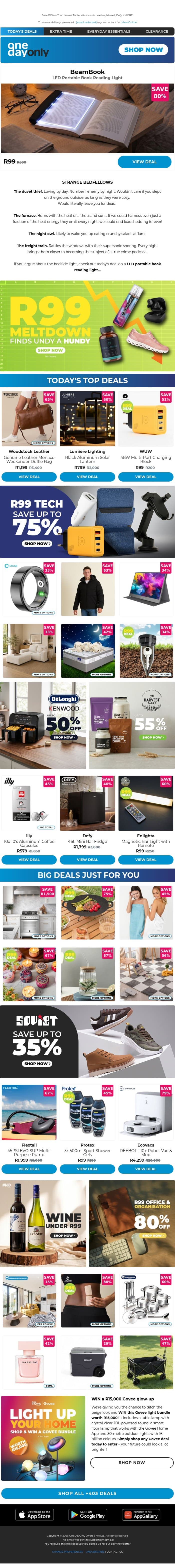 It’s R99 Deal Day! 💸 email from Odo screenshot