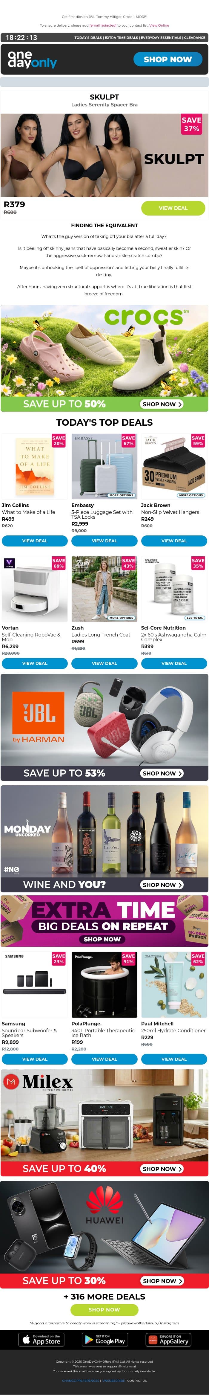 Up to 91% OFF? You know what to do! 😉 email from Odo screenshot