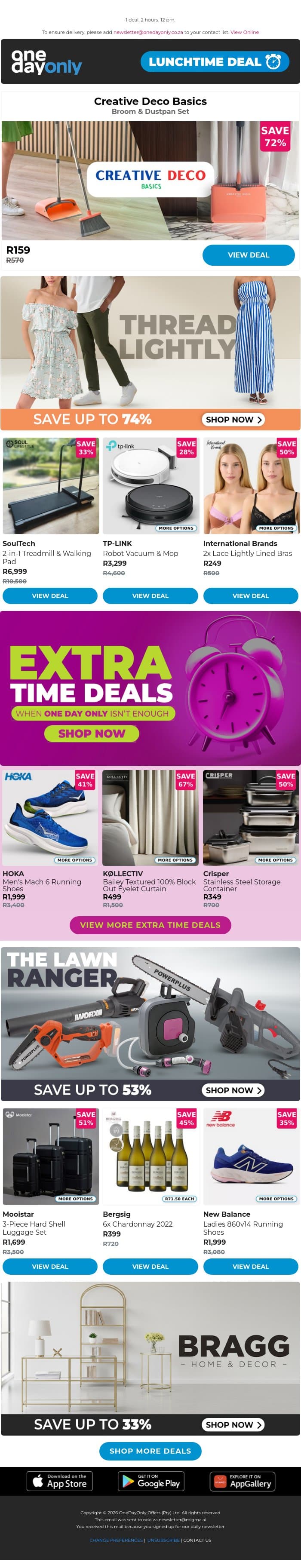 72% OFF is a clean sweep! 🧹 email from Odo screenshot
