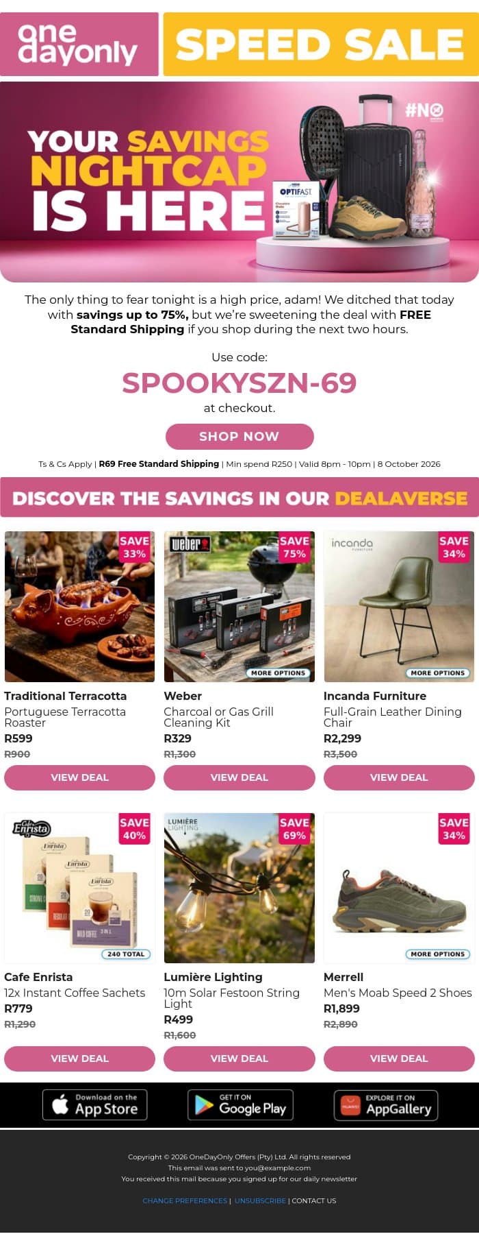 Scared of a lil’ FREE Shipping? 👻 email from Odo screenshot